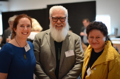 Left to right: Dr Louise Parr-Brownlie, the Department of Anatomy, University of Otago; Koro Hata Temo, the Office of Māori Development, University of Otago; Dr Tia Nega, the Cross Cultural Department of Psychology, Victoria University of Wellington. Location: Te Papa Museum, Wellington.